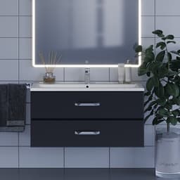 Тумба с раковиной Uperwood Foster, 100 см, подвесная, чёрная
