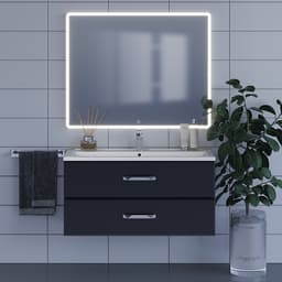 Тумба с раковиной Uperwood Foster, 100 см, подвесная, чёрная