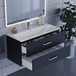 Тумба с раковиной Uperwood Foster, 100 см, подвесная, чёрная