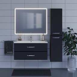 Тумба с раковиной Uperwood Foster, 100 см, подвесная, чёрная