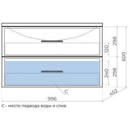 Тумба с раковиной Uperwood Foster, 100 см, подвесная, чёрная