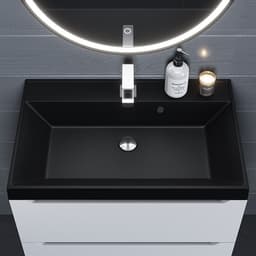 Раковина Uperwood Classic Quartz 70 см, кварцевая, черная матовая, космос