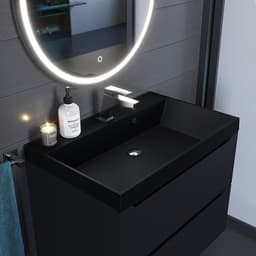 Раковина Uperwood Classic Quartz 70 см, кварцевая, черная матовая, космос