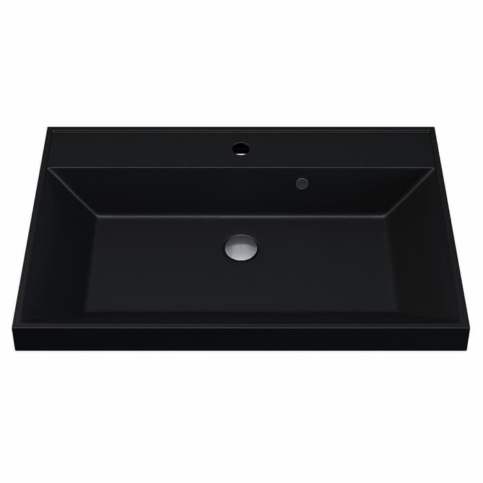 Раковина Uperwood Classic Quartz 70 см, кварцевая, черная матовая, космос