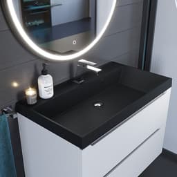 Раковина Uperwood Classic Quartz 80 см, кварцевая, черная матовая, уголь