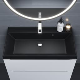 Раковина Uperwood Classic Quartz 80 см, кварцевая, черная матовая, уголь