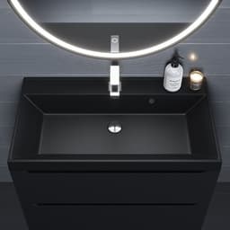 Раковина Uperwood Classic Quartz 80 см, кварцевая, черная матовая, уголь