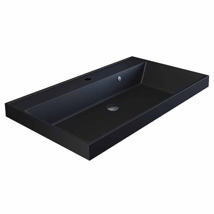 Раковина Uperwood Classic Quartz 80 см, кварцевая, черная матовая, уголь