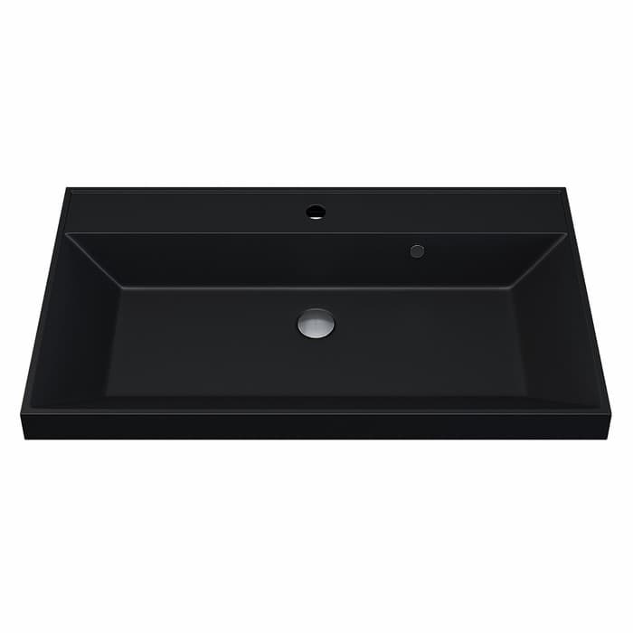 Раковина Uperwood Classic Quartz 80 см, кварцевая, черная матовая, уголь