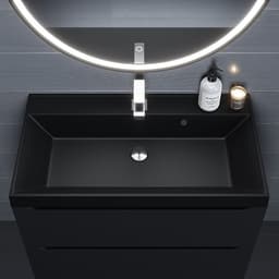 Раковина Uperwood Classic Quartz 80 см, кварцевая, черная матовая, космос