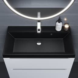 Раковина Uperwood Classic Quartz 80 см, кварцевая, черная матовая, космос