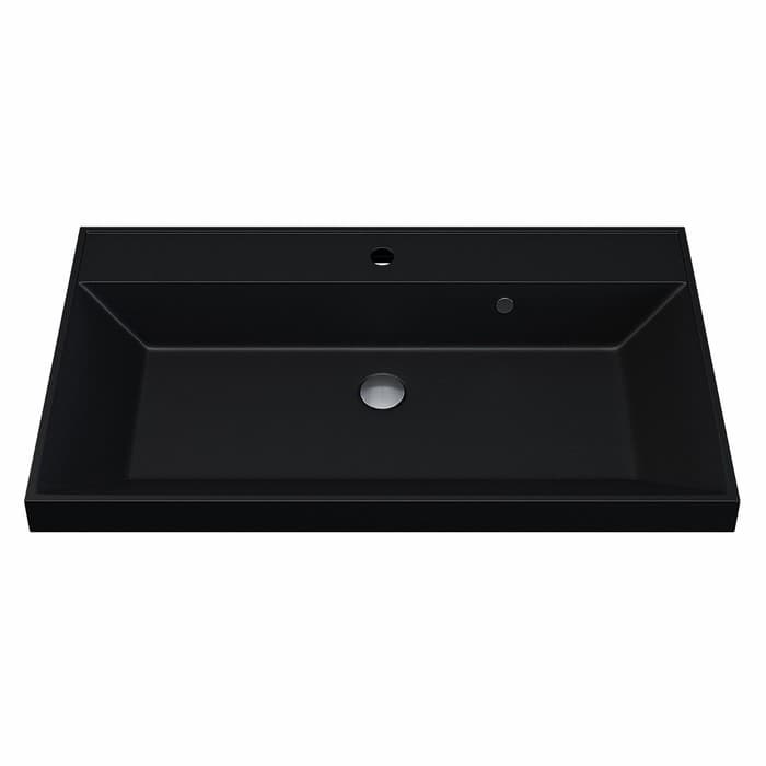 Раковина Uperwood Classic Quartz 80 см, кварцевая, черная матовая, космос