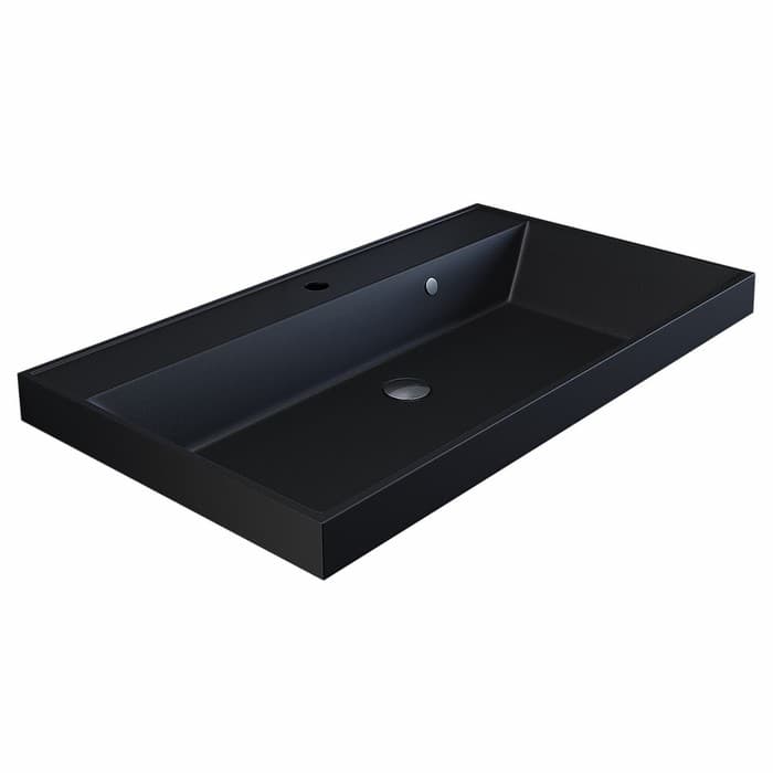 Раковина Uperwood Classic Quartz 80 см, кварцевая, черная матовая, космос