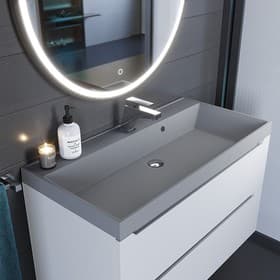 Раковина Uperwood Classic Quartz 90 см, кварцевая, серая матовая, бетон