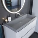 Раковина Uperwood Classic Quartz 90 см, кварцевая, серая матовая, бетон