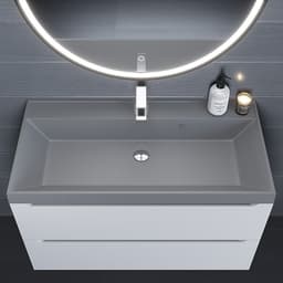 Раковина Uperwood Classic Quartz 90 см, кварцевая, серая матовая, бетон