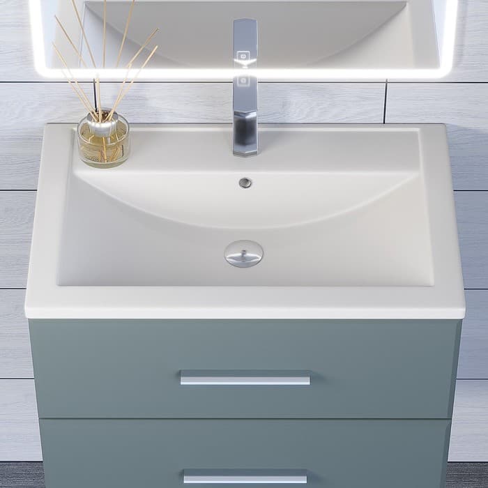 Раковина Uperwood Foster Quartz 70 см, кварцевая, белая матовая, жасмин