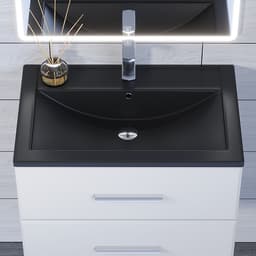 Раковина Uperwood Foster Quartz 70 см, кварцевая, черная матовая, уголь