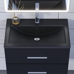 Раковина Uperwood Foster Quartz 70 см, кварцевая, черная матовая, космос