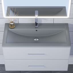 Раковина Uperwood Foster Quartz 80 см, кварцевая, серая матовая, бетон