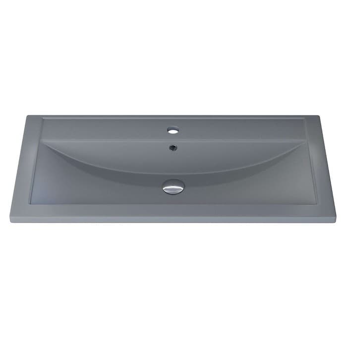 Раковина Uperwood Foster Quartz 80 см, кварцевая, серая матовая, бетон