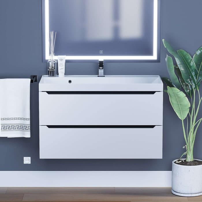 Тумба подвесная Uperwood, под раковину Uperwood Tanos 90, цвет белый/графит