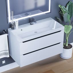 Тумба подвесная Uperwood, под раковину Uperwood Tanos 90, цвет белый/графит