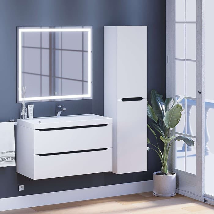 Тумба подвесная Uperwood, под раковину Uperwood Tanos 90, цвет белый/графит