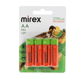 Аккумулятор Mirex, Ni-Mh, AA, HR6-4BL, 1.2 В, 2700 мАч, блистер, 4 шт.