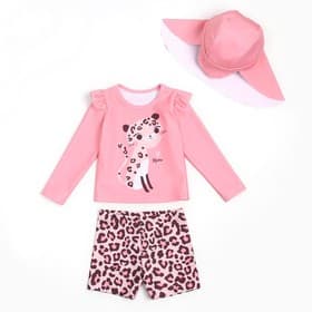 Купальник детский (лонгслив, шортики, панамка) «Крошка Я. Лео», рост 98-104 см, розовый