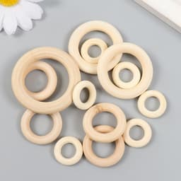 Набор деревянных неокрашенных колец МИКС-12 (кольца 20.30.40.50 мм) 13 шт.