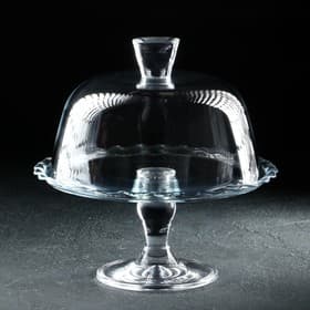 Блюдо Paşabahçe Patisserie, с крышкой, на ножке, стекло, прозрачное