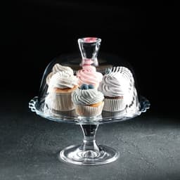 Блюдо Paşabahçe Patisserie, с крышкой, на ножке, стекло, прозрачное