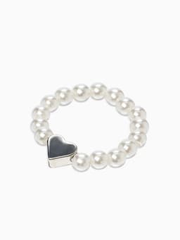 Кольцо бисерное «Сердечко», белое