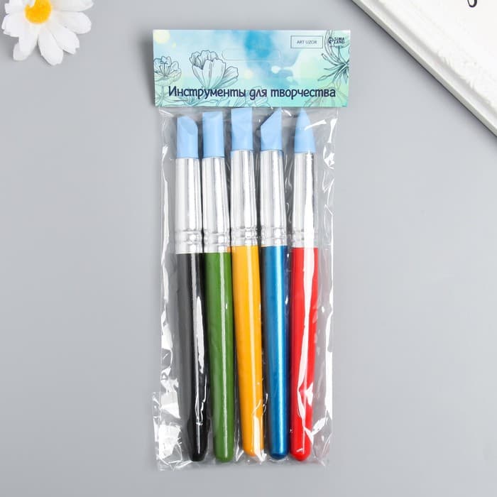 Набор инструментов для придания формы «Краски», 5 шт., h=17.5 и 18 см, дерево, металл, резина