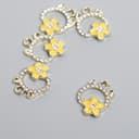 Декор для творчества металл, эмаль, стразы «Кошечка с жёлтым цветком», золото, 1.2×1.7 см