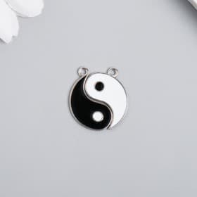 Декор для творчества металл, эмаль «Инь-ян», серебро, набор 2 шт., 2×2.2 см
