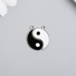 Декор для творчества металл, эмаль «Инь-ян», серебро, набор 2 шт., 2×2.2 см