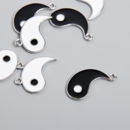 Декор для творчества металл, эмаль «Инь-ян», серебро, набор 2 шт., 2×2.2 см