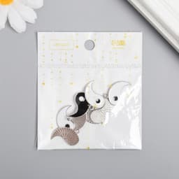 Декор для творчества металл, эмаль «Инь-ян», серебро, набор 2 шт., 2×2.2 см