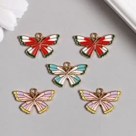 Декор для творчества металл, эмаль «Разноцветная бабочка», 1.5×2.5 см, МИКС