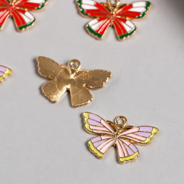 Декор для творчества металл, эмаль «Разноцветная бабочка», 1.5×2.5 см, МИКС