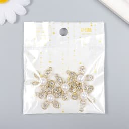 Декор для творчества металл, стразы «Ромашка с жемчужинкой», золото, 2.5×3 см