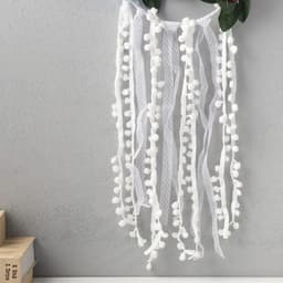 Панно настенное текстиль «Цветочный венок с бомбошками: ловец снов», декоративное, 68×20 см