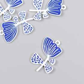 Декор для творчества металл, эмаль «Бело-синий цветок», 2.2×3 см