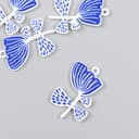 Декор для творчества металл, эмаль «Бело-синий цветок», 2.2×3 см