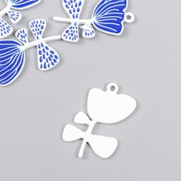 Декор для творчества металл, эмаль «Бело-синий цветок», 2.2×3 см