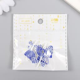 Декор для творчества металл, эмаль «Бело-синий цветок», 2.2×3 см