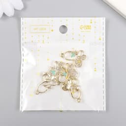 Декор для творчества металл, эмаль, стразы «Бабочка с бабочкой», золото, 1.7×2.5 см