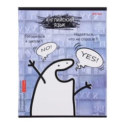 Тетрадь предметная 48 листов в клетку Школьные мемасики "Английский язык", обложка мелованный картон, тиснение холст, блок офсет